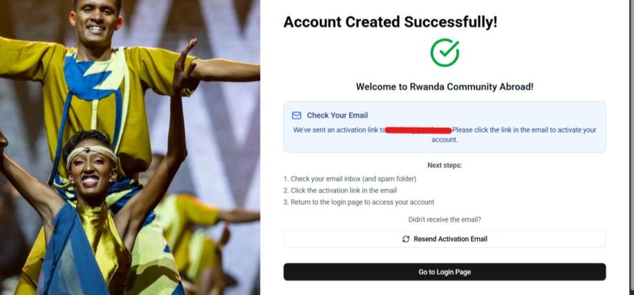 Check your email and activate your account.